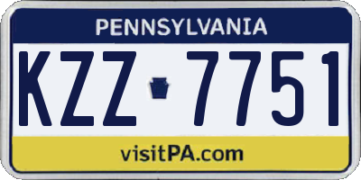 PA license plate KZZ7751