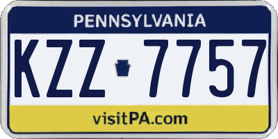 PA license plate KZZ7757