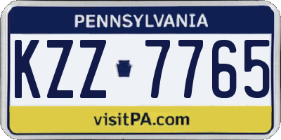 PA license plate KZZ7765