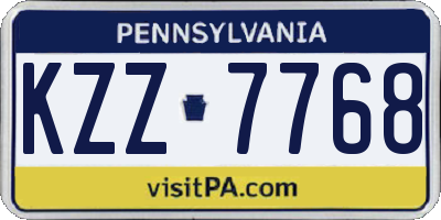 PA license plate KZZ7768