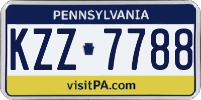 PA license plate KZZ7788