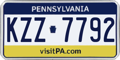 PA license plate KZZ7792