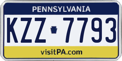 PA license plate KZZ7793