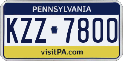 PA license plate KZZ7800