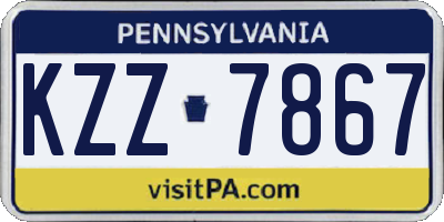 PA license plate KZZ7867