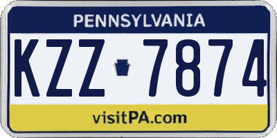 PA license plate KZZ7874