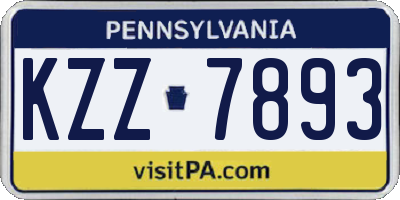 PA license plate KZZ7893