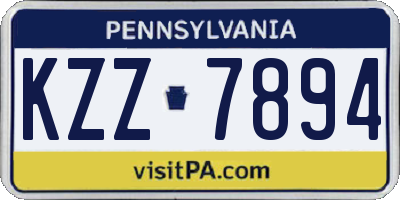 PA license plate KZZ7894