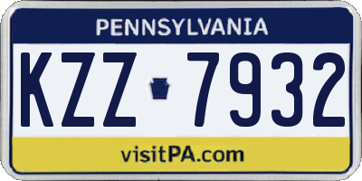 PA license plate KZZ7932