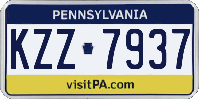 PA license plate KZZ7937