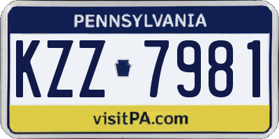 PA license plate KZZ7981