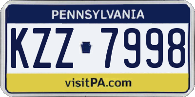 PA license plate KZZ7998