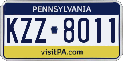 PA license plate KZZ8011