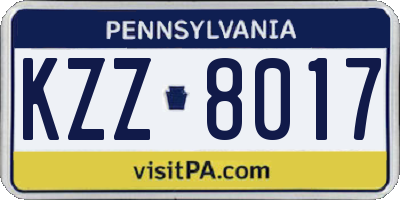 PA license plate KZZ8017
