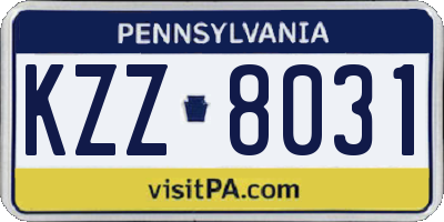 PA license plate KZZ8031