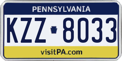 PA license plate KZZ8033