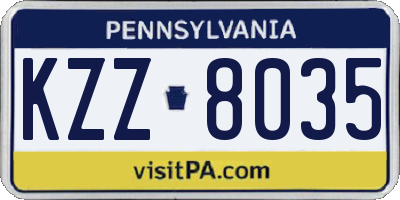 PA license plate KZZ8035