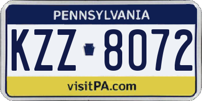 PA license plate KZZ8072