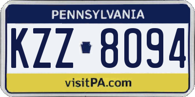 PA license plate KZZ8094