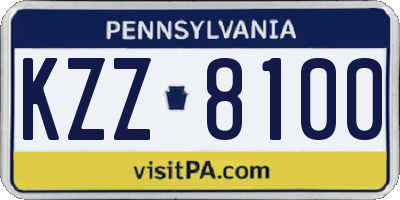 PA license plate KZZ8100
