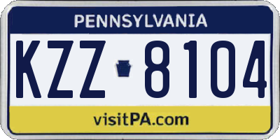PA license plate KZZ8104