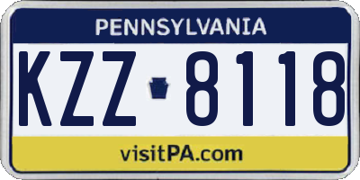 PA license plate KZZ8118