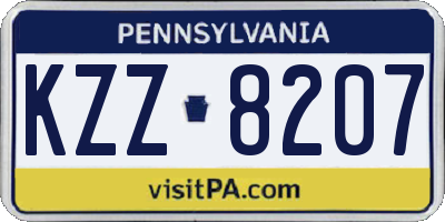 PA license plate KZZ8207