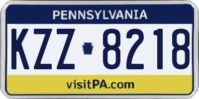 PA license plate KZZ8218