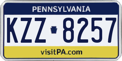 PA license plate KZZ8257