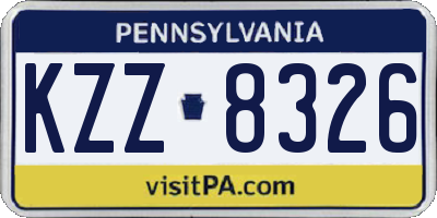 PA license plate KZZ8326