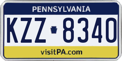 PA license plate KZZ8340