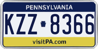 PA license plate KZZ8366