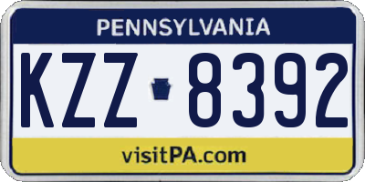 PA license plate KZZ8392