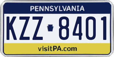 PA license plate KZZ8401