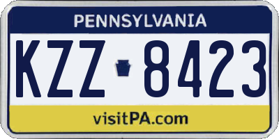 PA license plate KZZ8423