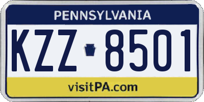 PA license plate KZZ8501