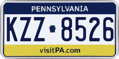 PA license plate KZZ8526