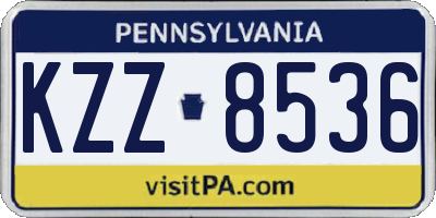 PA license plate KZZ8536