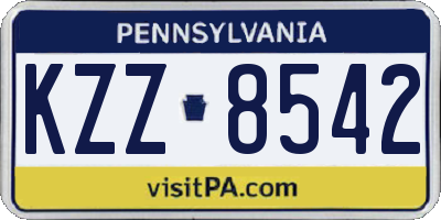 PA license plate KZZ8542