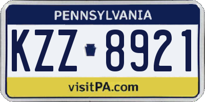 PA license plate KZZ8921