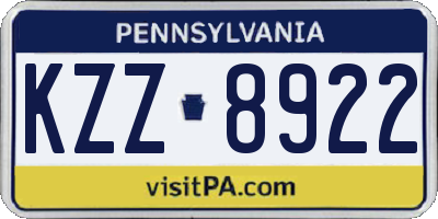 PA license plate KZZ8922