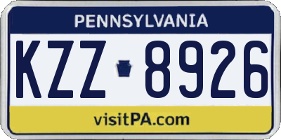 PA license plate KZZ8926