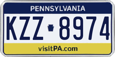 PA license plate KZZ8974