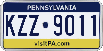 PA license plate KZZ9011