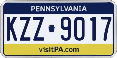 PA license plate KZZ9017