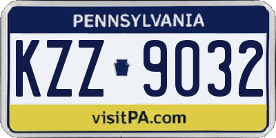 PA license plate KZZ9032