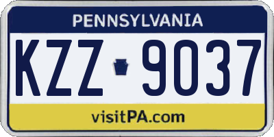 PA license plate KZZ9037