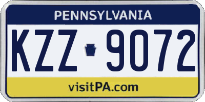 PA license plate KZZ9072