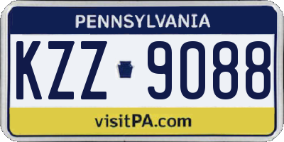 PA license plate KZZ9088