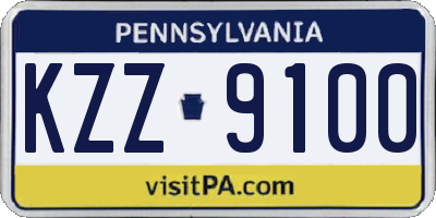 PA license plate KZZ9100